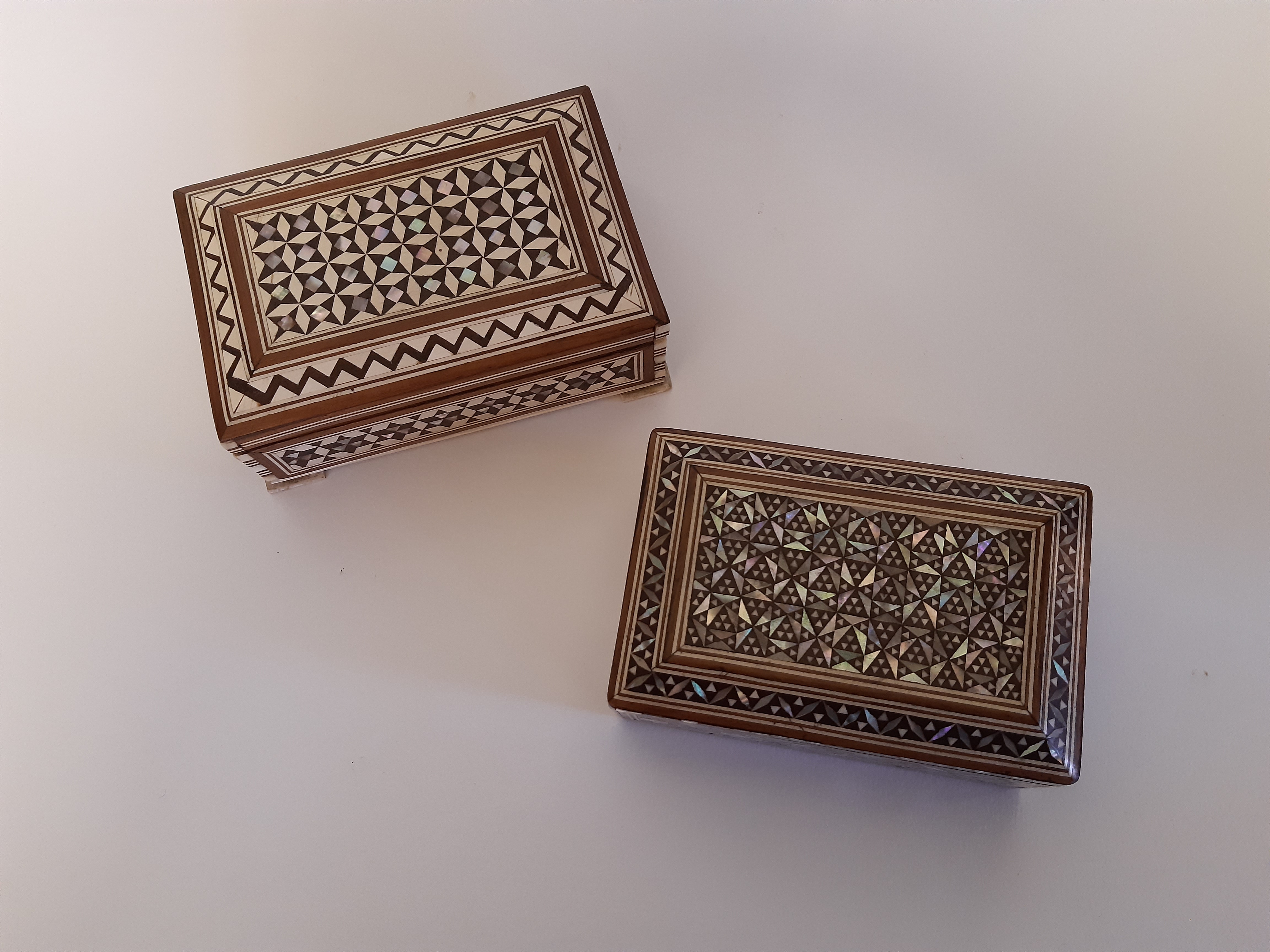 Two mother of pearl boxes